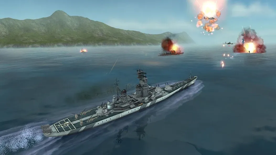 WARSHIP BATTLE:3D World War II [МОД: Много монет, Открытые уровни и Мега MOD] Screenshot 2