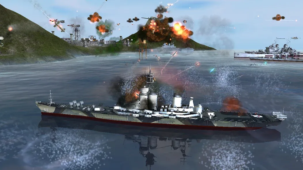 WARSHIP BATTLE:3D World War II [МОД: Много монет, Открытые уровни и Мега MOD] Screenshot 3