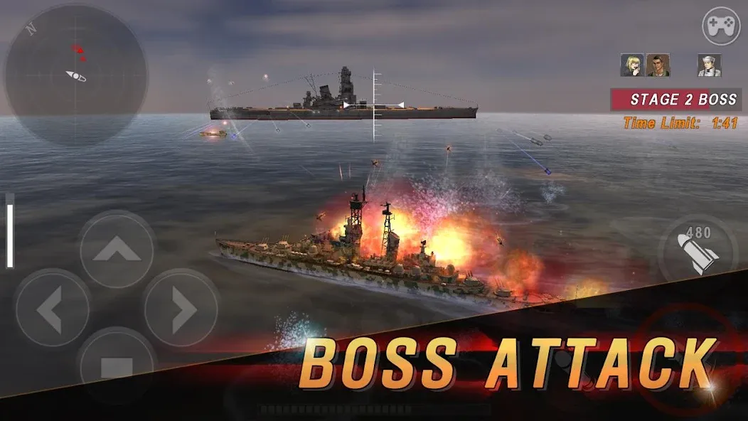WARSHIP BATTLE:3D World War II [МОД: Много монет, Открытые уровни и Мега MOD] Screenshot 5