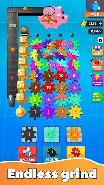 Gear Clicker (Гир Кликер) [МОД: Меню, Бесконечные монеты и Открытые уровни] Screenshot 2