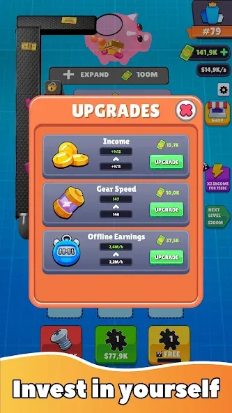 Gear Clicker (Гир Кликер) [МОД: Меню, Бесконечные монеты и Открытые уровни] Screenshot 4