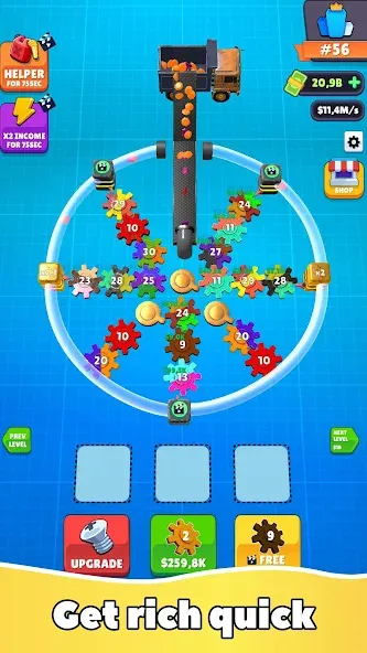 Gear Clicker (Гир Кликер) [МОД: Меню, Бесконечные монеты и Открытые уровни] Screenshot 5