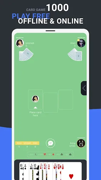 1000 (Thousand) Card game (тысяча) [МОД: Много денег, Монет и Все открыто] Screenshot 1
