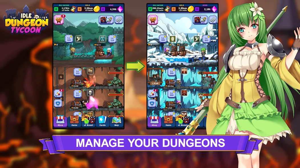 Idle Dungeon Tycoon (Айдл Данжен Тайкун) [МОД: Бесконечные деньги, Монеты и Мега MOD] Screenshot 1