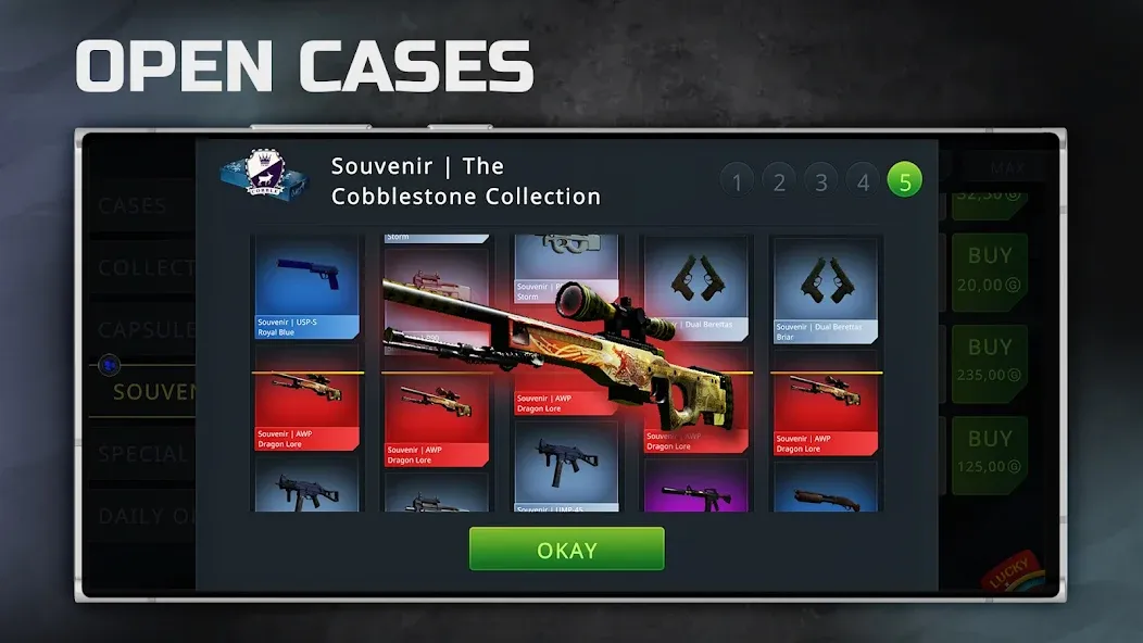 Case Chase: Simulator for CSGO [МОД: Меню, Бесконечные монеты и Открытые уровни] Screenshot 1