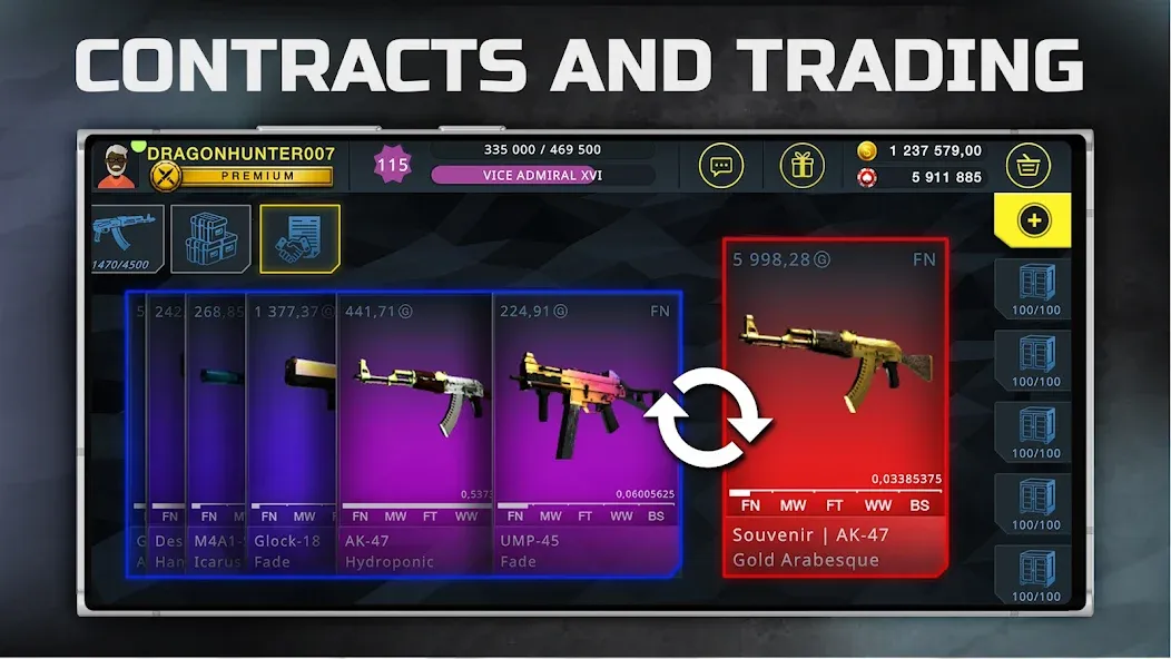 Case Chase: Simulator for CSGO [МОД: Меню, Бесконечные монеты и Открытые уровни] Screenshot 5