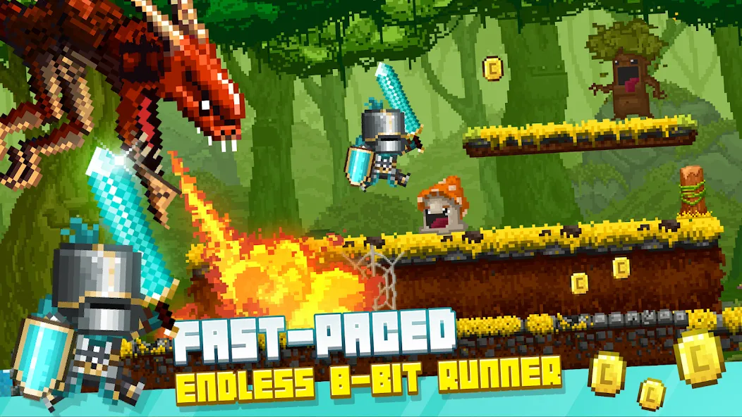 Bit Heroes Runner: Pixel Blitz (Бит Хероес Раннер) [МОД: Меню, Бесконечные монеты и Открытые уровни] Screenshot 1