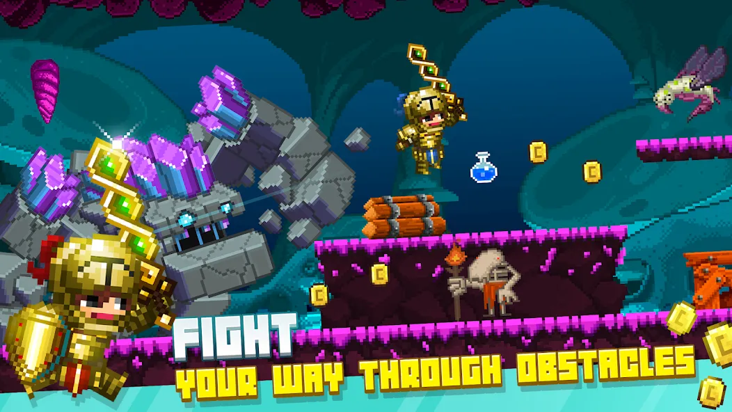 Bit Heroes Runner: Pixel Blitz (Бит Хероес Раннер) [МОД: Меню, Бесконечные монеты и Открытые уровни] Screenshot 2