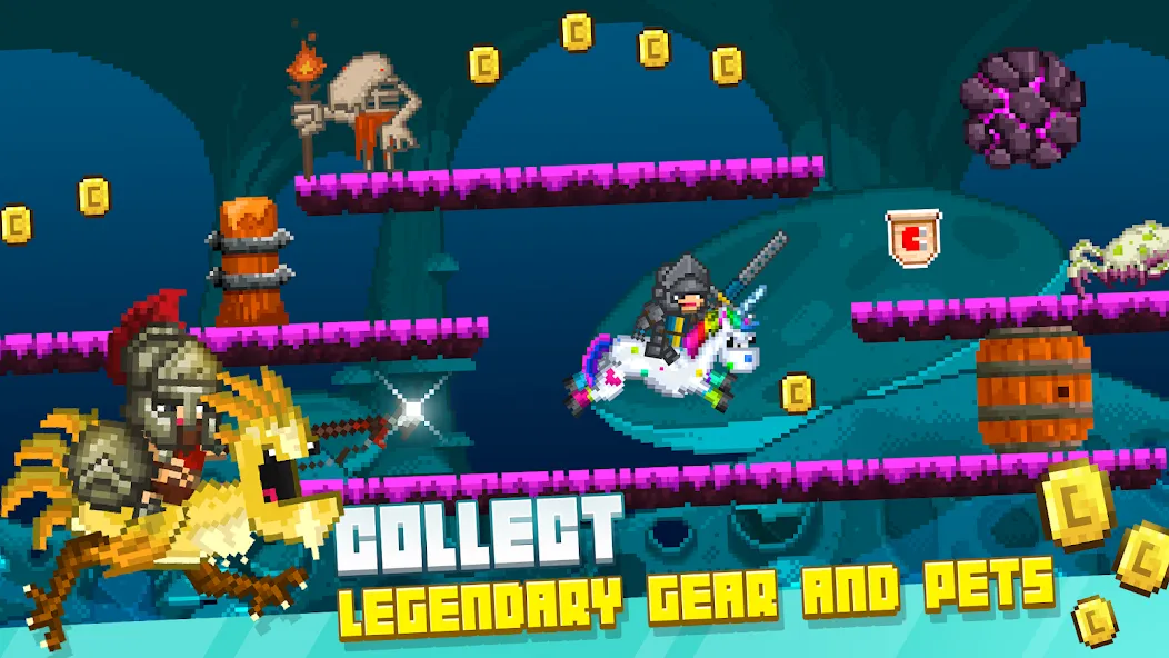 Bit Heroes Runner: Pixel Blitz (Бит Хероес Раннер) [МОД: Меню, Бесконечные монеты и Открытые уровни] Screenshot 5