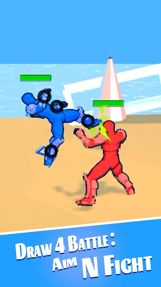 Draw 4 Battle: Aim N Fight (Драв 4 Баттл) [МОД: Много монет, Открытые уровни и Мега MOD] Screenshot 1