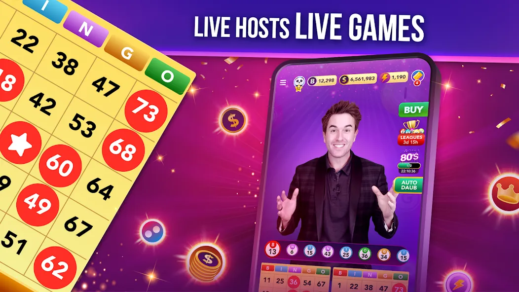 Live Play Bingo: Real Hosts (Лайв Плей Бинго) [МОД: Меню, Бесконечные монеты и Открытые уровни] Screenshot 2