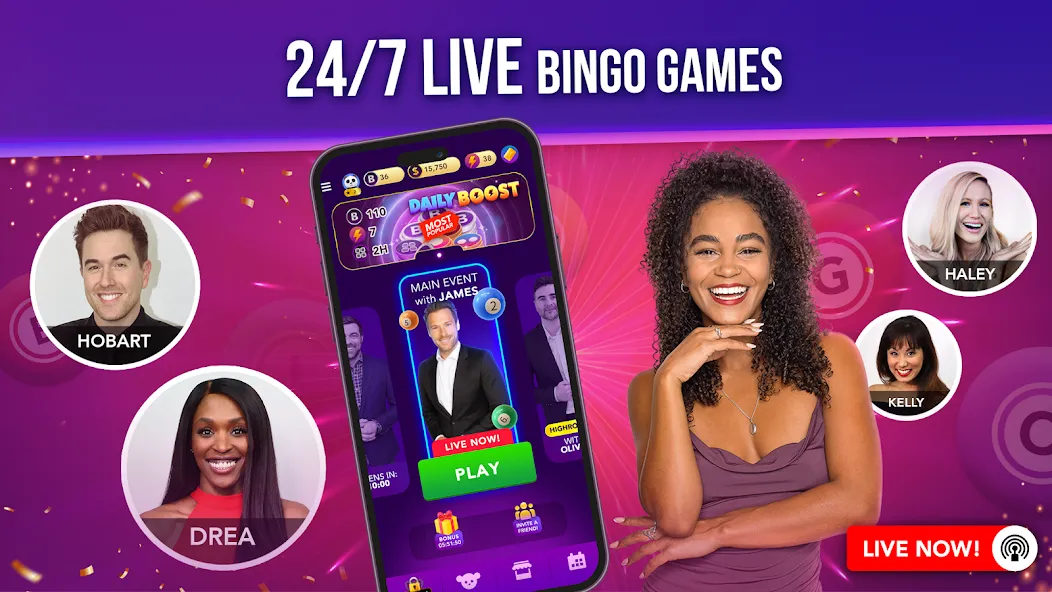 Live Play Bingo: Real Hosts (Лайв Плей Бинго) [МОД: Меню, Бесконечные монеты и Открытые уровни] Screenshot 3
