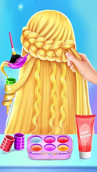 Braided Hair Salon Girls Games [МОД: Все открыто, Дополнительные деньги и Меню MOD] Screenshot 2