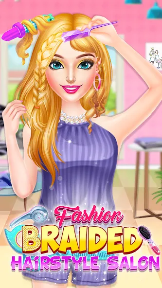 Braided Hair Salon Girls Games [МОД: Все открыто, Дополнительные деньги и Меню MOD] Screenshot 3