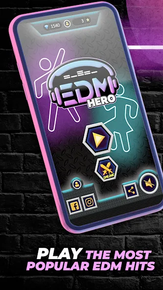 Guitar Hero Game: EDM Music (ЭДМ) [МОД: Деньги, Монеты и Меню MOD] Screenshot 1