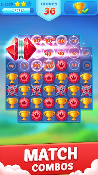 Jewel Crush™ - Match 3 Legend [МОД: Меню, Бесконечные монеты и Открытые уровни] Screenshot 2