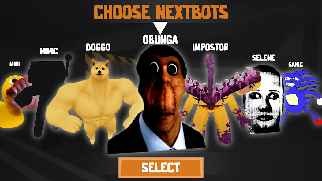 Nextbots: Obunga Chase Rooms (Некстботс) [МОД: Много денег, Монет и Все открыто] Screenshot 1