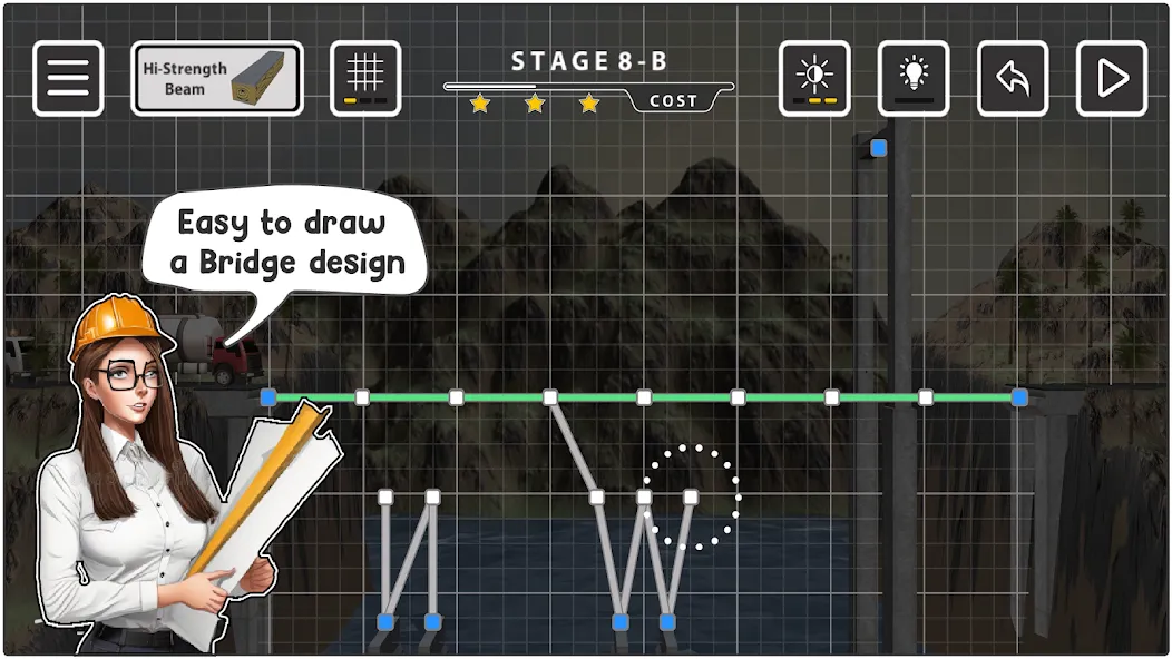 Bridgezz: Bridge Construction (Бриджзз) [МОД: Меню, Бесконечные монеты и Открытые уровни] Screenshot 3