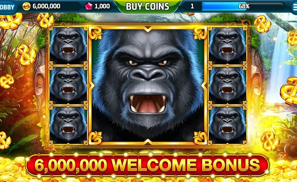 Ape Slots: Vegas Casino Deluxe [МОД: Бесконечные деньги, Монеты и Мега MOD] Screenshot 1