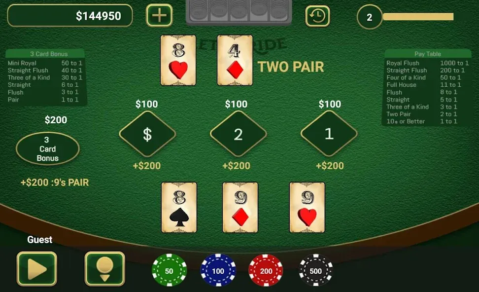Let It Ride Poker [МОД: Все открыто, Дополнительные деньги и Меню MOD] Screenshot 2