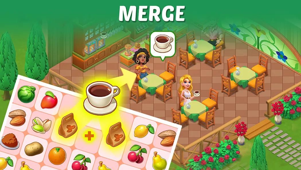 Merge Cooking:Theme Restaurant [МОД: Много монет, Открытые уровни и Мега MOD] Screenshot 3