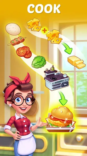 Merge Cooking:Theme Restaurant [МОД: Много монет, Открытые уровни и Мега MOD] Screenshot 4