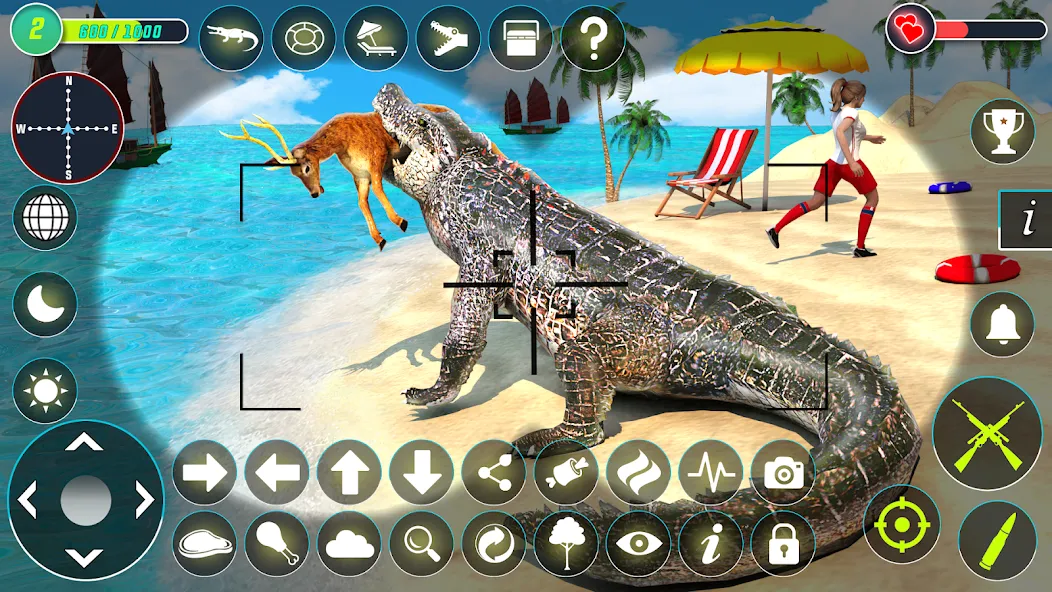 Crocodile Hunting Animal Games (Крокодил Охота Игры с животными) [МОД: Меню, Бесконечные монеты и Открытые уровни] Screenshot 1