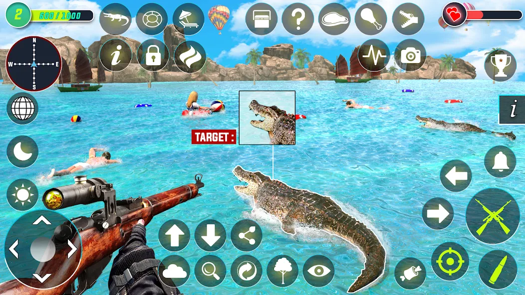 Crocodile Hunting Animal Games (Крокодил Охота Игры с животными) [МОД: Меню, Бесконечные монеты и Открытые уровни] Screenshot 5