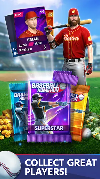 Baseball: Home Run Sports Game (Бейсбол) [МОД: Бесконечные деньги, Монеты и Мега MOD] Screenshot 4