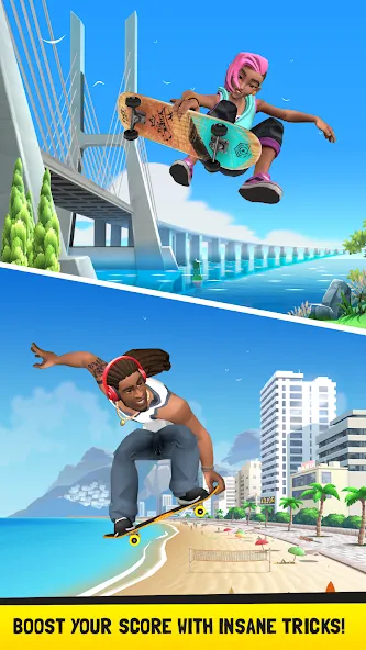 Flip Skater (Флип скейтер) [МОД: Бесконечные деньги, Монеты и Мега MOD] Screenshot 4