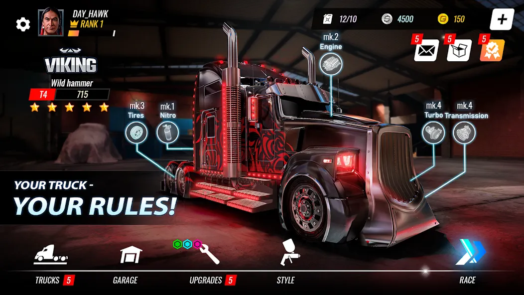Big Rig Racing: Drag racing (Биг Риг Рейсинг) [МОД: Деньги, Монеты и Меню MOD] Screenshot 1