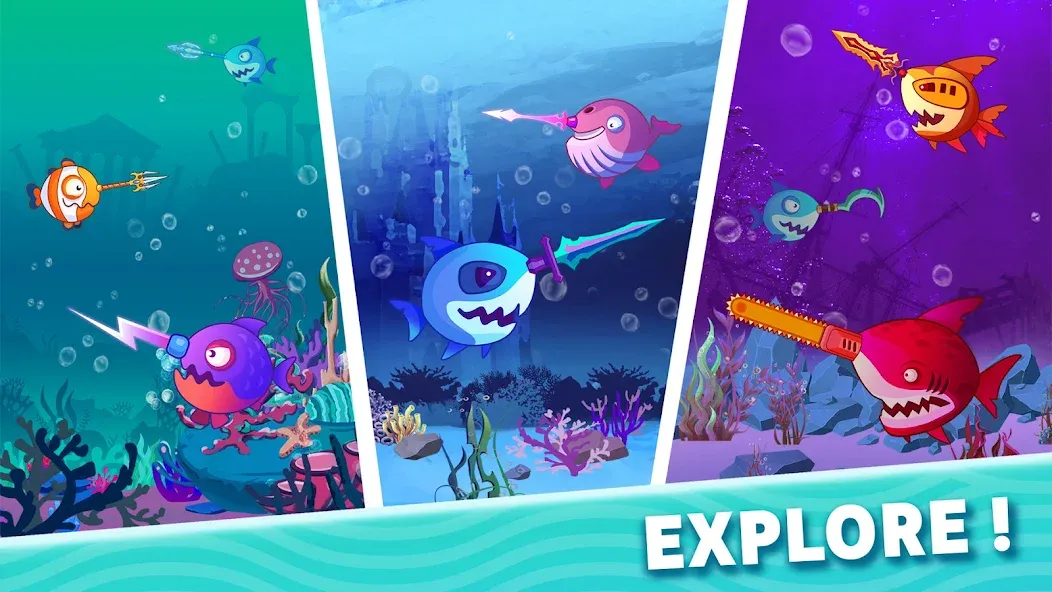 Sword Shark.io - Hungry Shark [МОД: Меню, Бесконечные монеты и Открытые уровни] Screenshot 4