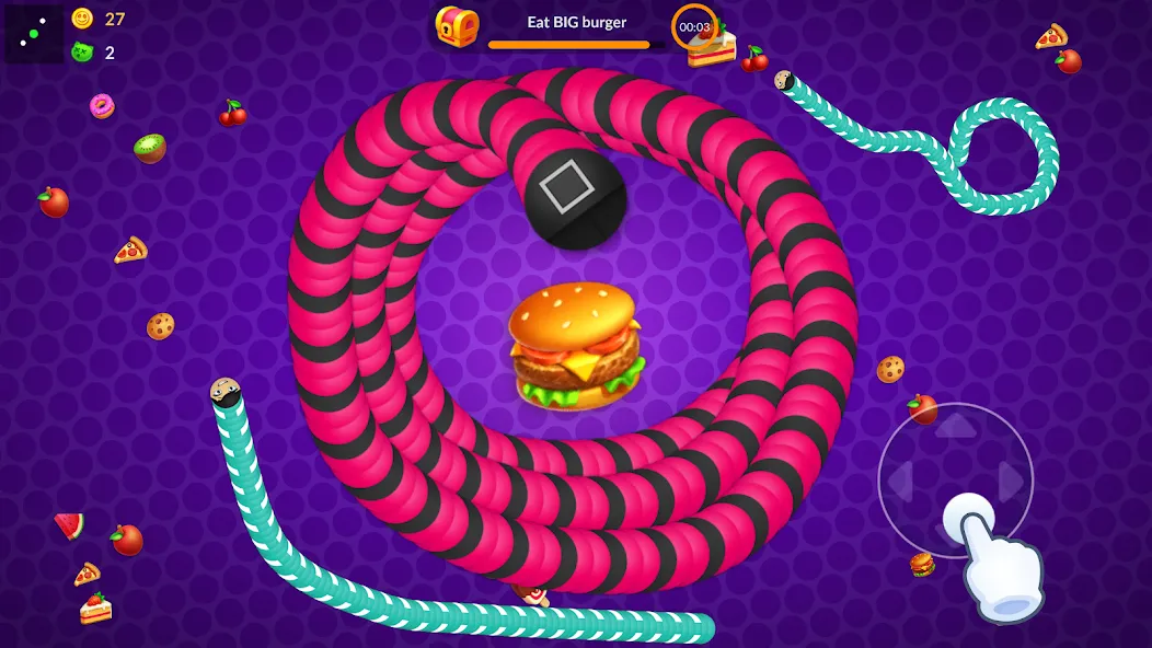 Snake vs Worms: Fun .io Zone [МОД: Деньги, Монеты и Меню MOD] Screenshot 1