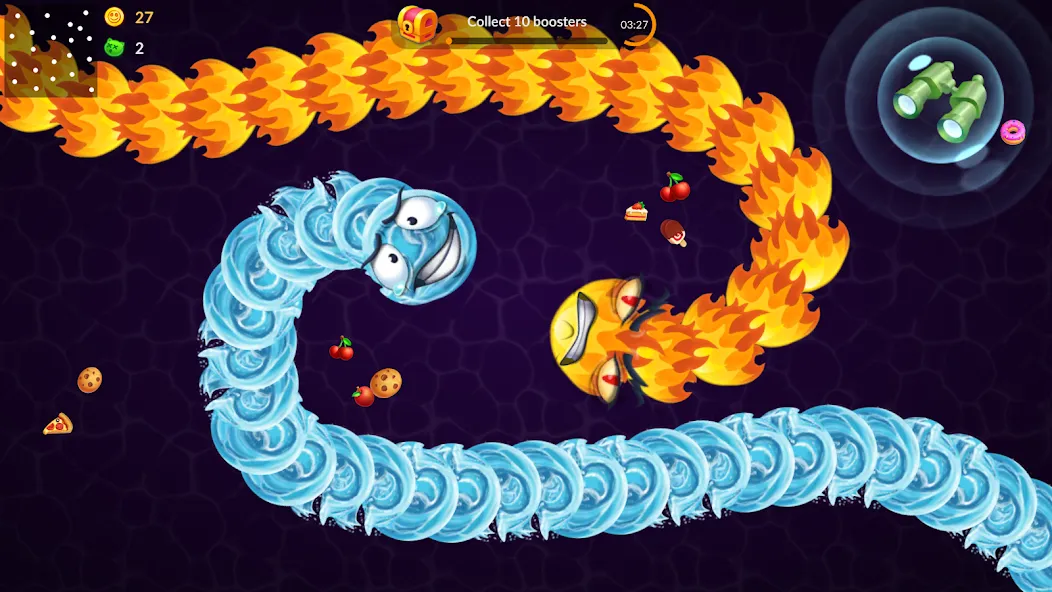 Snake vs Worms: Fun .io Zone [МОД: Деньги, Монеты и Меню MOD] Screenshot 2