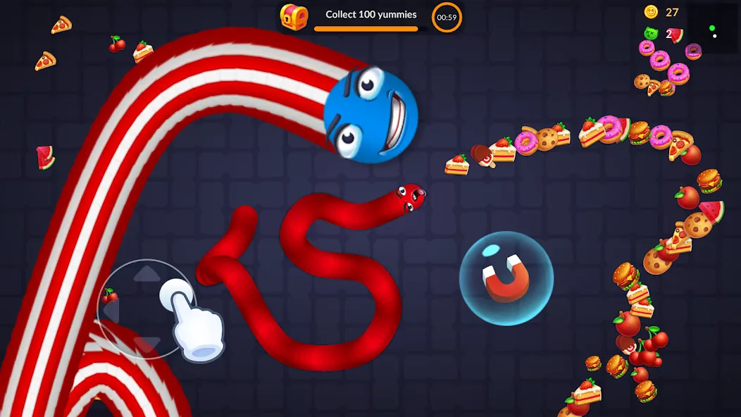 Snake vs Worms: Fun .io Zone [МОД: Деньги, Монеты и Меню MOD] Screenshot 3