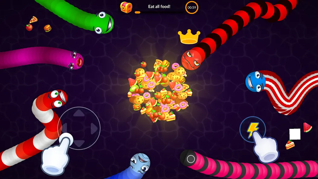 Snake vs Worms: Fun .io Zone [МОД: Деньги, Монеты и Меню MOD] Screenshot 4