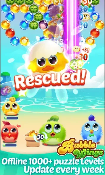 Bubble Wings: bubble shooter (Бабл Вингс) [МОД: Меню, Бесконечные монеты и Открытые уровни] Screenshot 1
