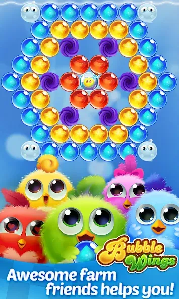 Bubble Wings: bubble shooter (Бабл Вингс) [МОД: Меню, Бесконечные монеты и Открытые уровни] Screenshot 4