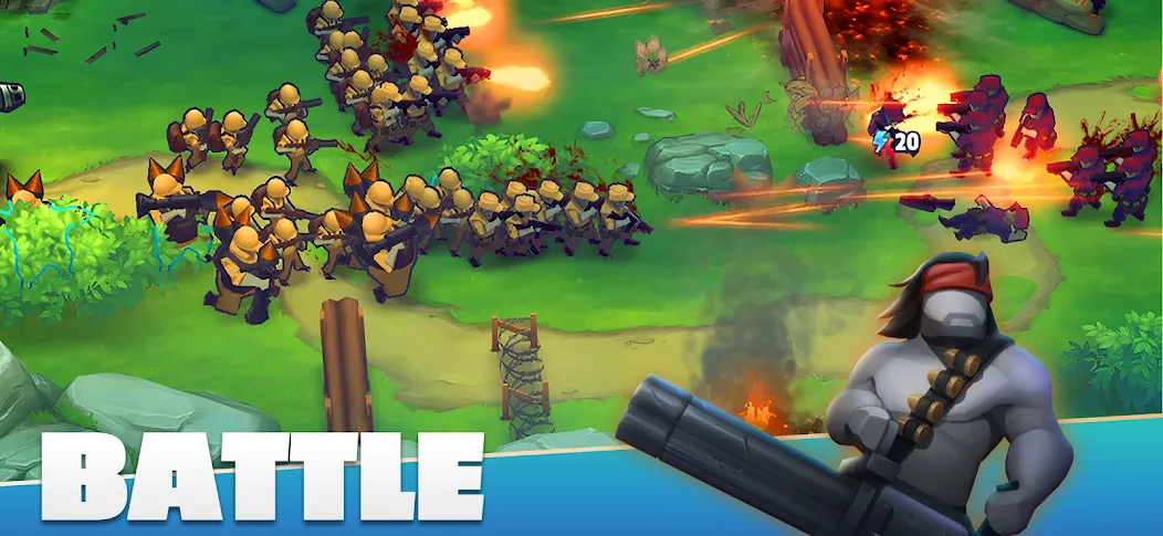 GUNS UP! Mobile War Strategy [МОД: Много денег, Монет и Все открыто] Screenshot 1