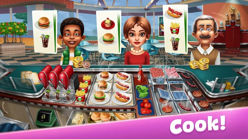 Cooking Fever: Restaurant Game [МОД: Много монет, Открытые уровни и Мега MOD] Screenshot 1