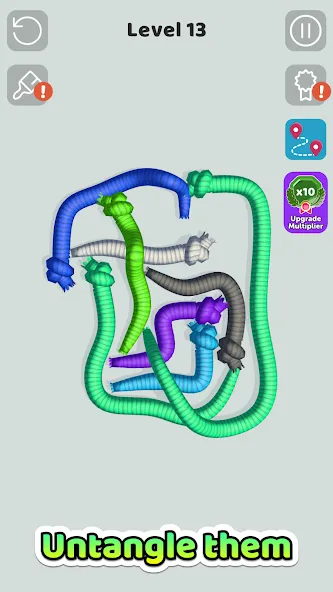 Tangled Snakes (Танглд Снейкс) [МОД: Много монет, Открытые уровни и Мега MOD] Screenshot 1
