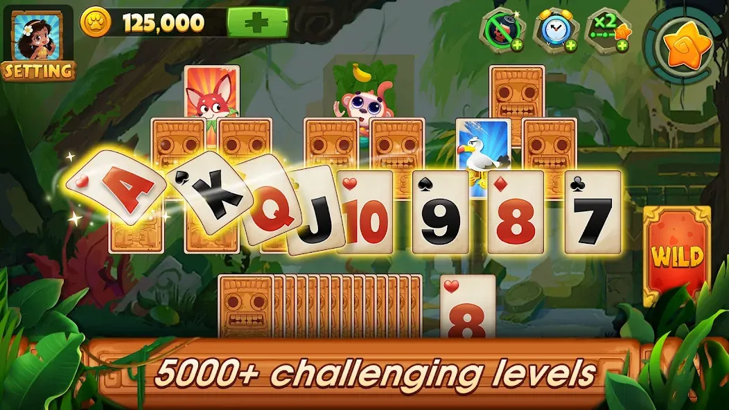 Solitaire Tripeaks: Card Games (Солитер Трипикс) [МОД: Деньги, Монеты и Меню MOD] Screenshot 1