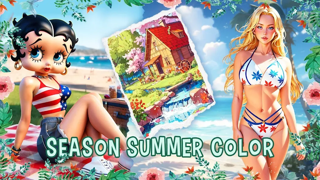 Season Summer Coloring Games [МОД: Все открыто, Дополнительные деньги и Меню MOD] Screenshot 5