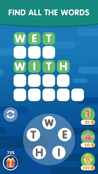 Word Search Sea: Word Puzzle [МОД: Все открыто, Дополнительные деньги и Меню MOD] Screenshot 3