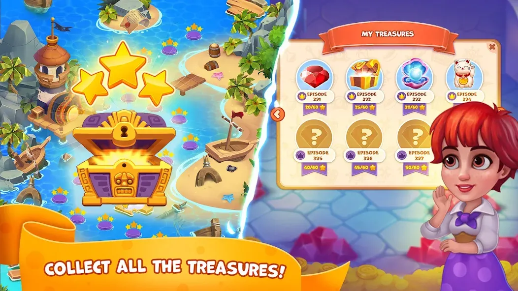 Pirate Treasures: Jewel & Gems [МОД: Меню, Бесконечные монеты и Открытые уровни] Screenshot 4