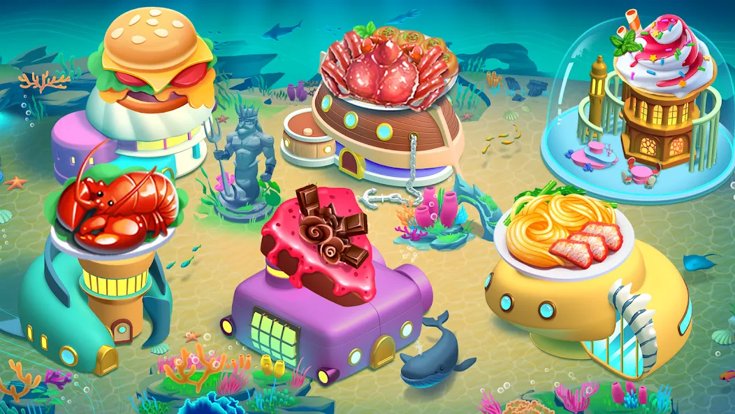 Cooking Aquarium - A Star Chef (Кукинг Аквариум) [МОД: Много монет, Открытые уровни и Мега MOD] Screenshot 1