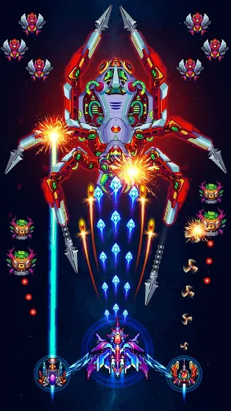 Galaxiga Arcade Shooting Game (Галаксига) [МОД: Все открыто, Дополнительные деньги и Меню MOD] Screenshot 3