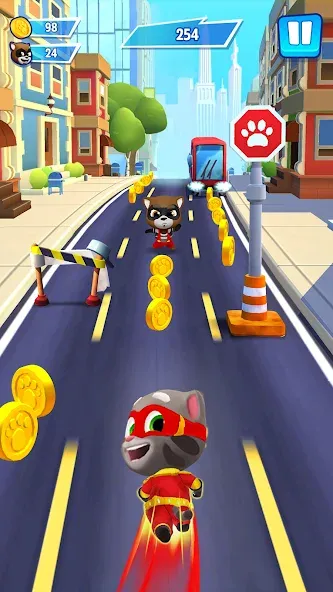 Talking Tom Hero Dash [МОД: Все открыто, Дополнительные деньги и Меню MOD] Screenshot 1