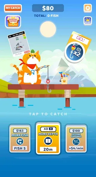 Idle Furry Fishing! [МОД: Деньги, Монеты и Меню MOD] Screenshot 1