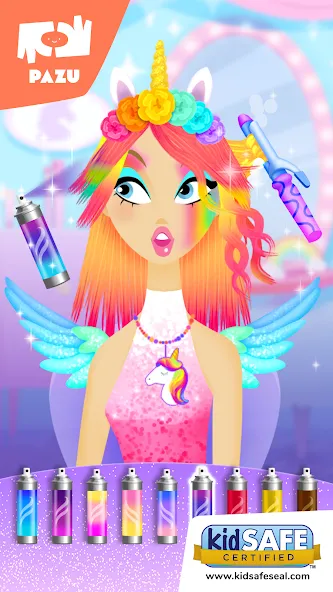 Girls Hair Salon Unicorn [МОД: Меню, Бесконечные монеты и Открытые уровни] Screenshot 1